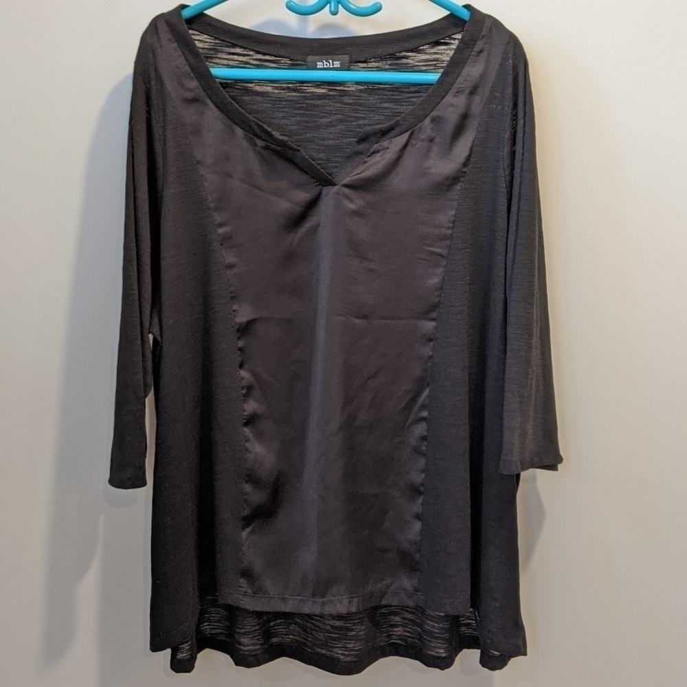 2/$20 PENNINGTONS mblm black semi sheer top sz 3